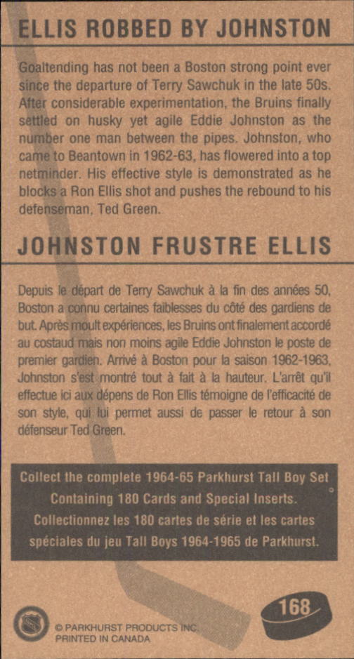 1994 Parkhurst Tall Boys #168 Ellis Robbed By/Johnston back image