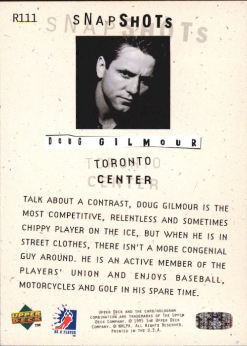 1994-95 Be A Player #R111 Doug Gilmour back image