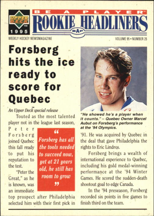 1994-95 Be A Player #R152 Peter Forsberg