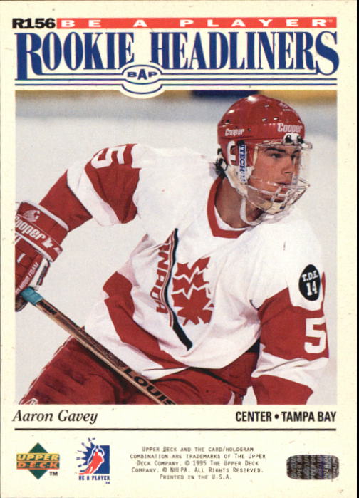 1994-95 Be A Player #R156 Aaron Gavey back image