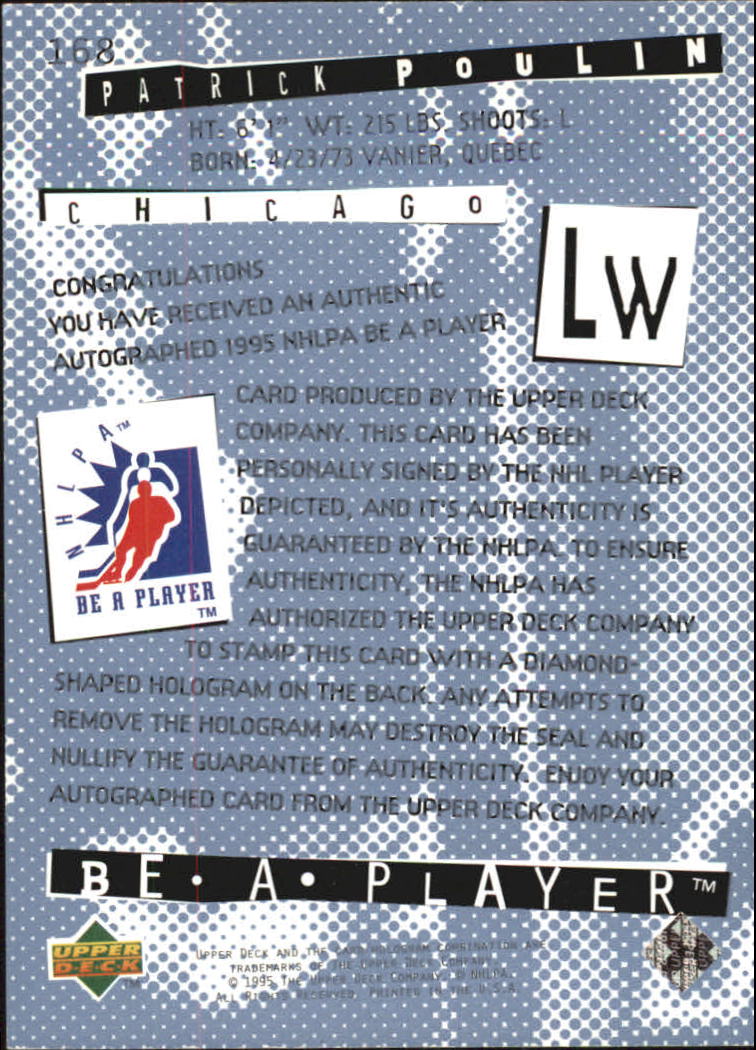 1994-95 Be A Player Autographs #168 Patrick Poulin back image