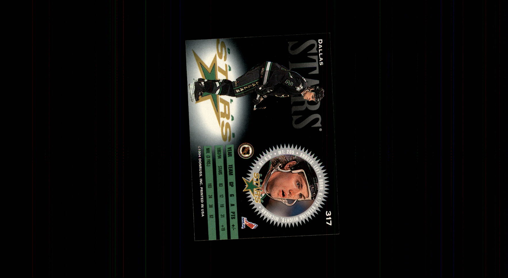 1994-95 Donruss #317 Derian Hatcher back image