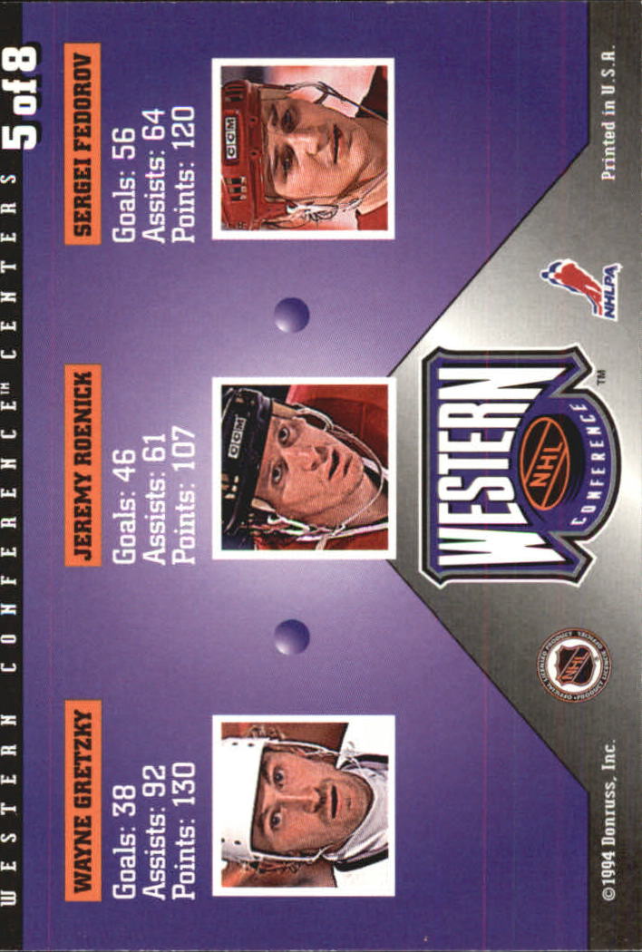 1994-95 Donruss Dominators #5 Sergei Fedorov/Jeremy Roenick/Wayne Gretzky back image
