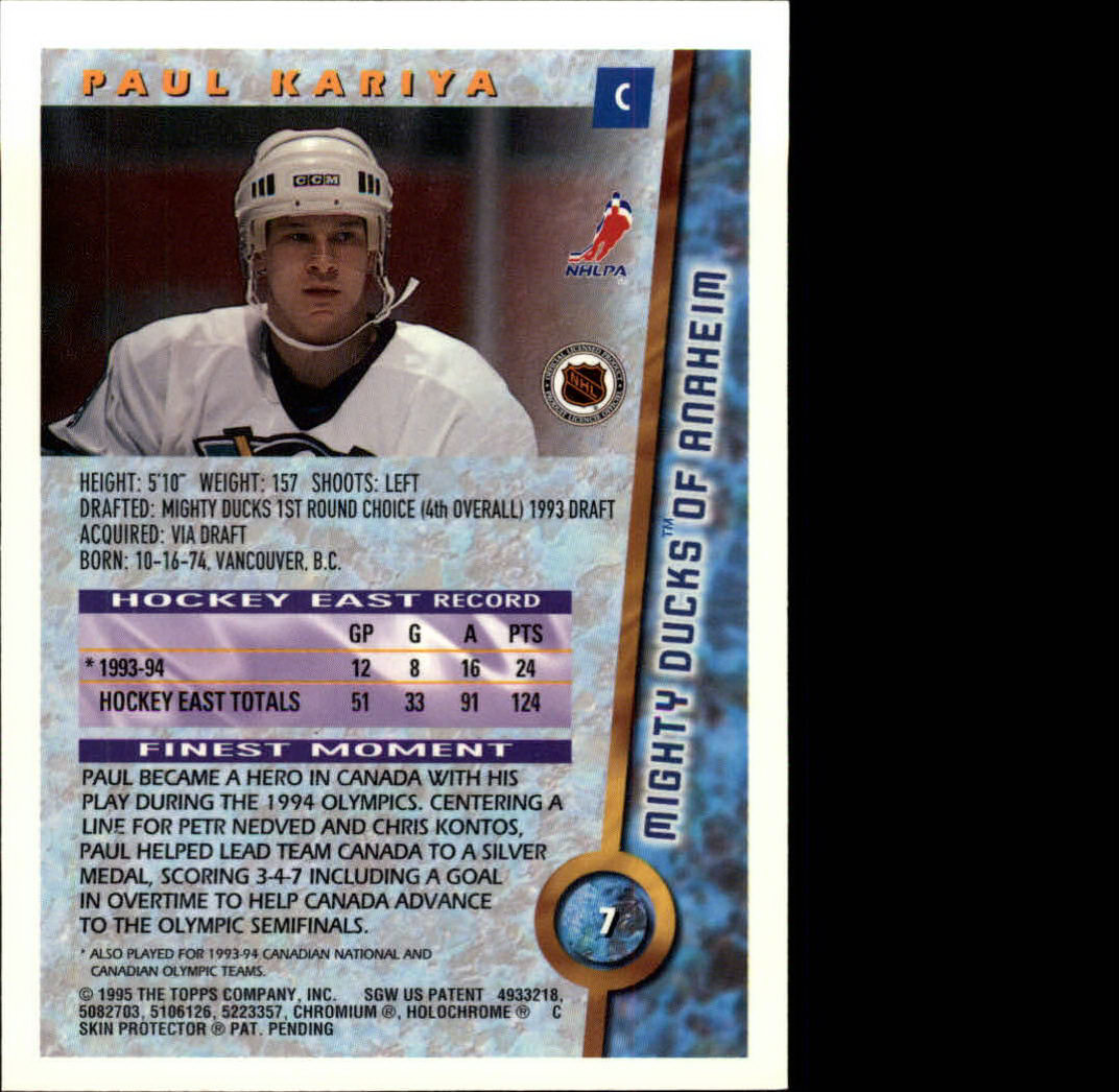 1994-95 Finest #7 Paul Kariya back image