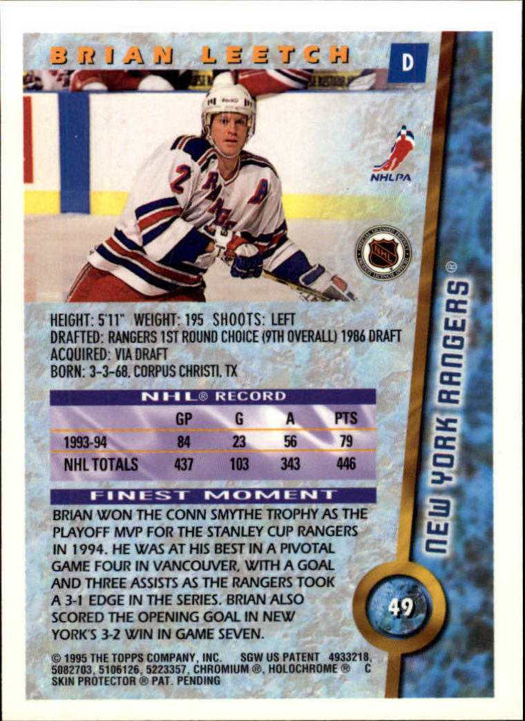 1994-95 Finest #49 Brian Leetch back image