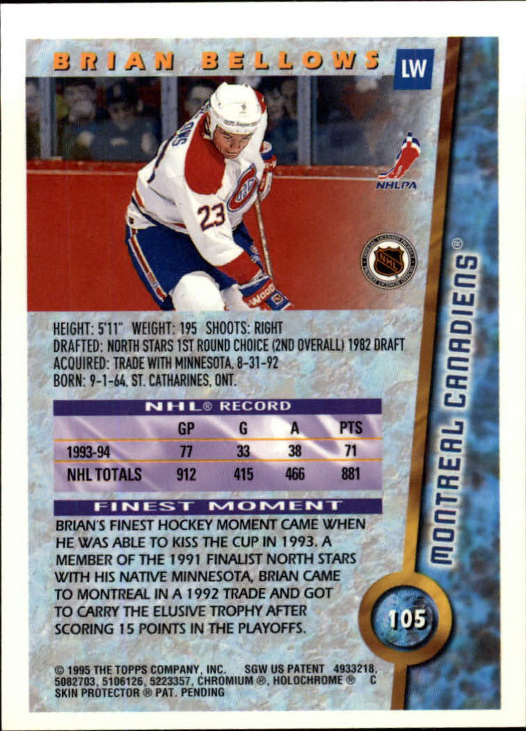 1994-95 Finest #105 Brian Bellows back image