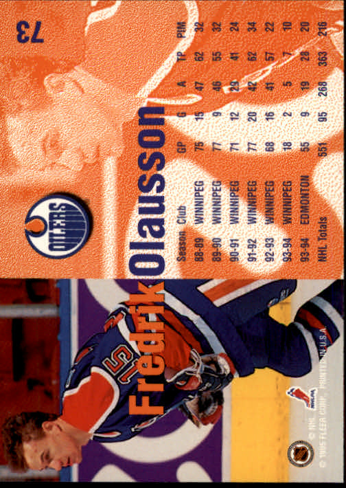 1994-95 Fleer #73 Fredrik Olausson back image