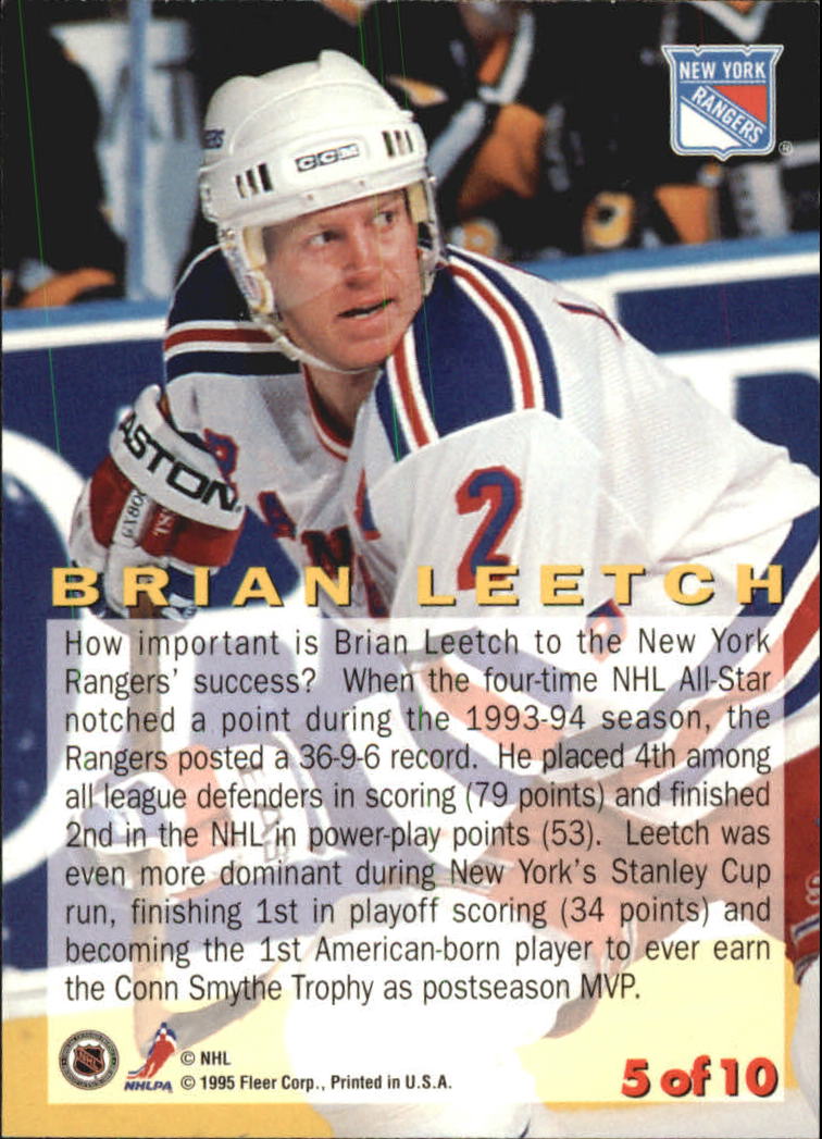 1994-95 Fleer Headliners #5 Brian Leetch back image