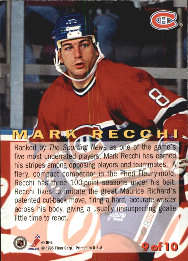 1994-95 Fleer Headliners #9 Mark Recchi back image