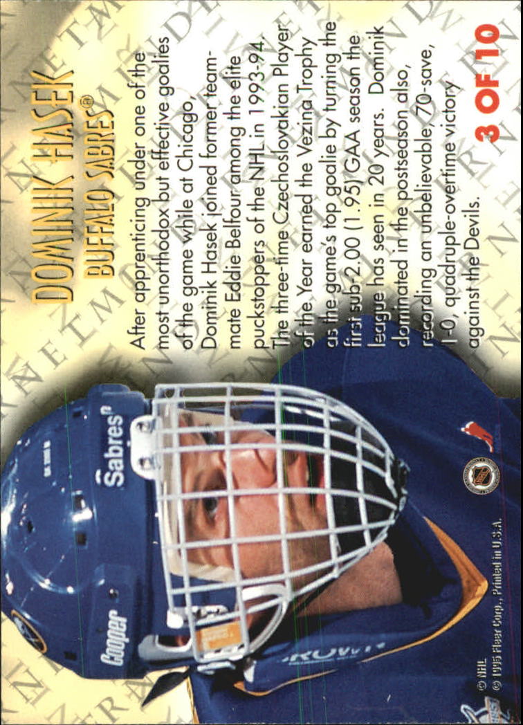 1994-95 Fleer Netminders #3 Dominik Hasek back image