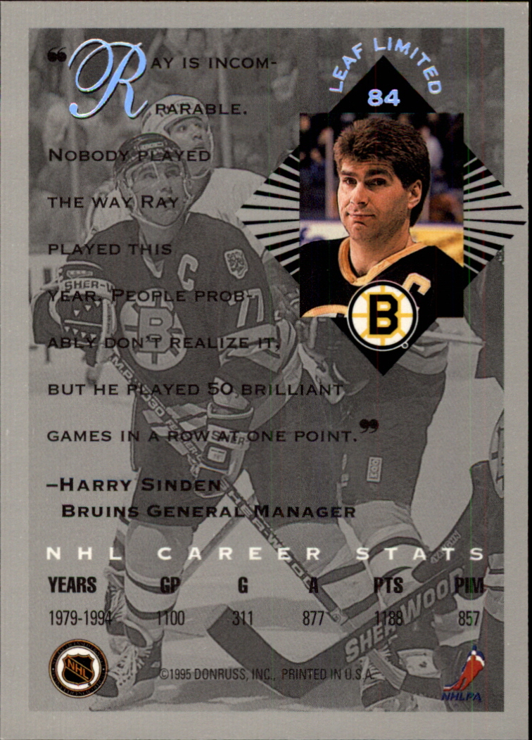 1994-95 Leaf Limited #84 Ray Bourque back image