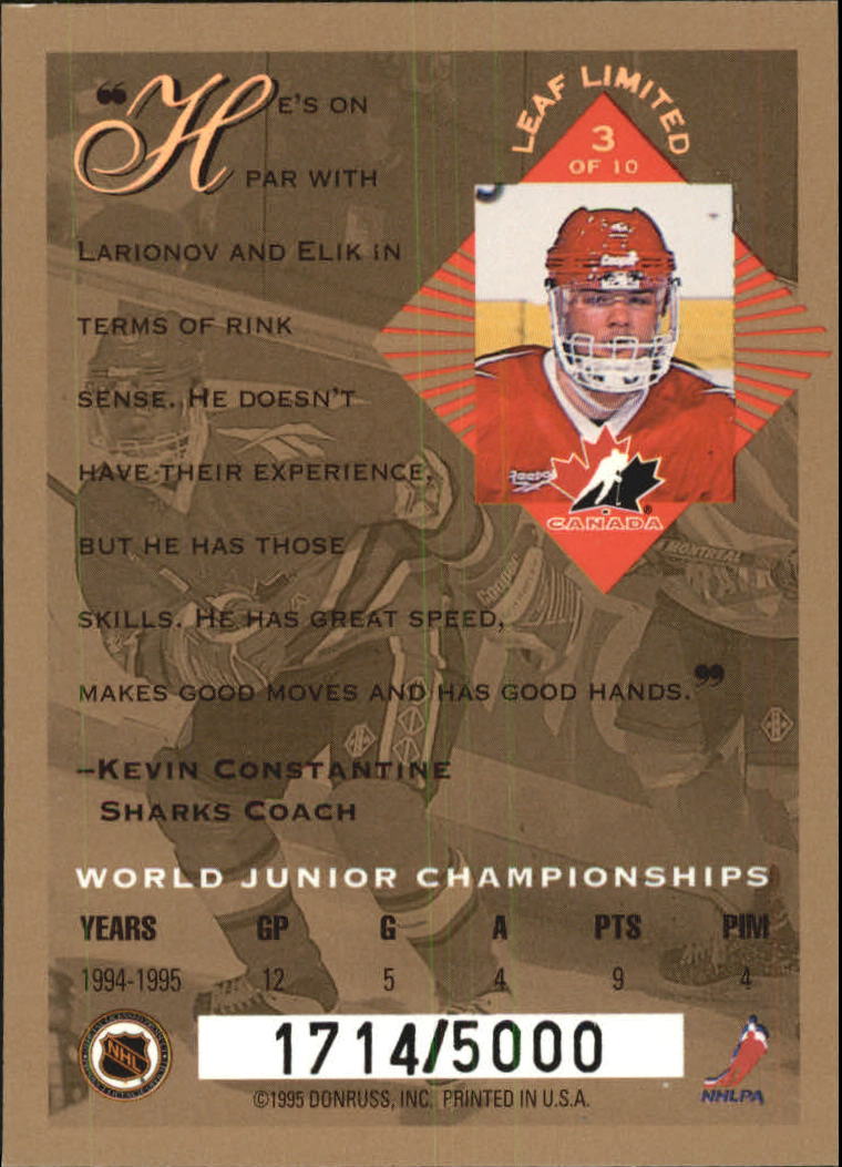 1994-95 Leaf Limited World Juniors Canada #3 Jeff Friesen back image