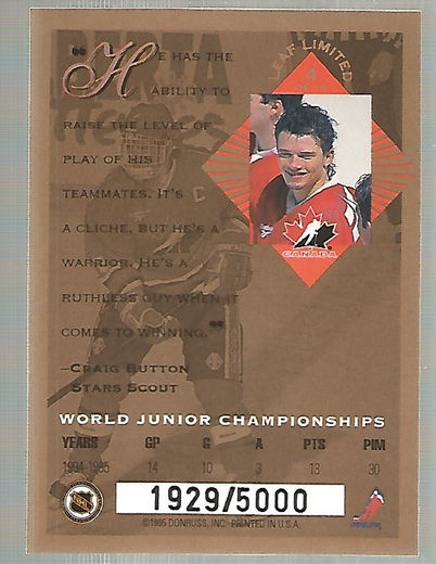 1994-95 Leaf Limited World Juniors Canada #4 Todd Harvey back image