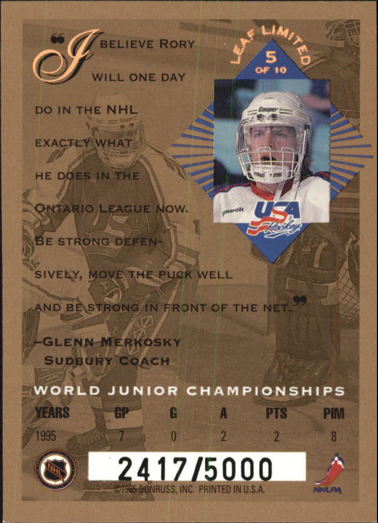 1994-95 Leaf Limited World Juniors USA #5 Rory Fitzpatrick back image