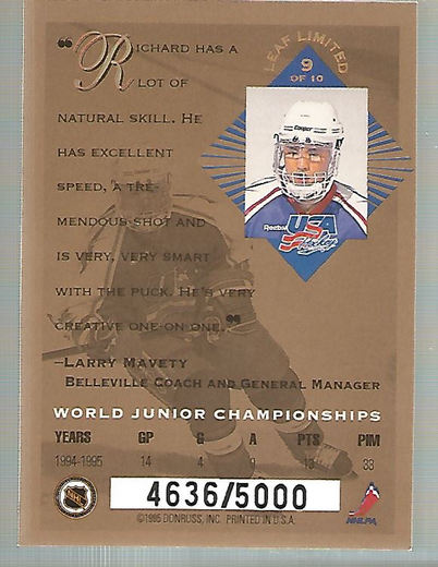 1994-95 Leaf Limited World Juniors USA #9 Richard Park back image