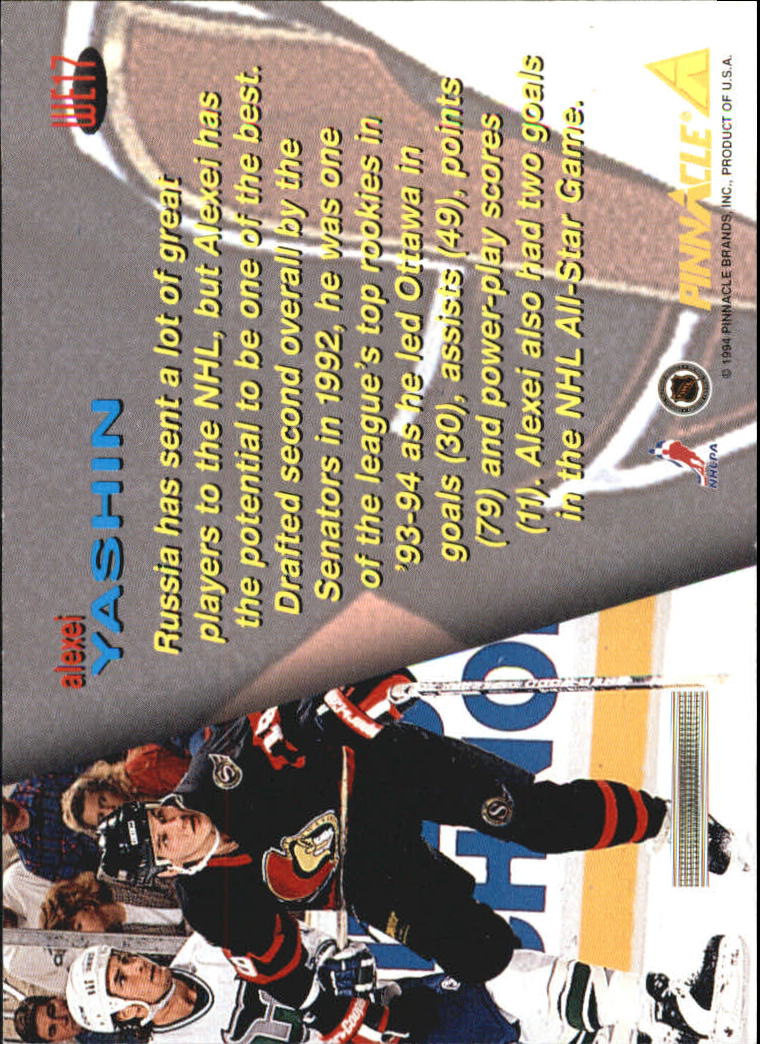 1994-95 Pinnacle World Edition #WE17 Alexei Yashin back image