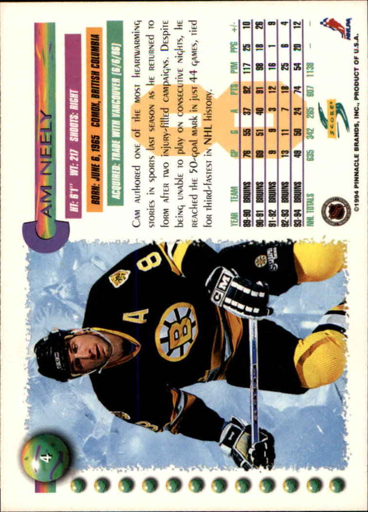 1994-95 Score #4 Cam Neely back image