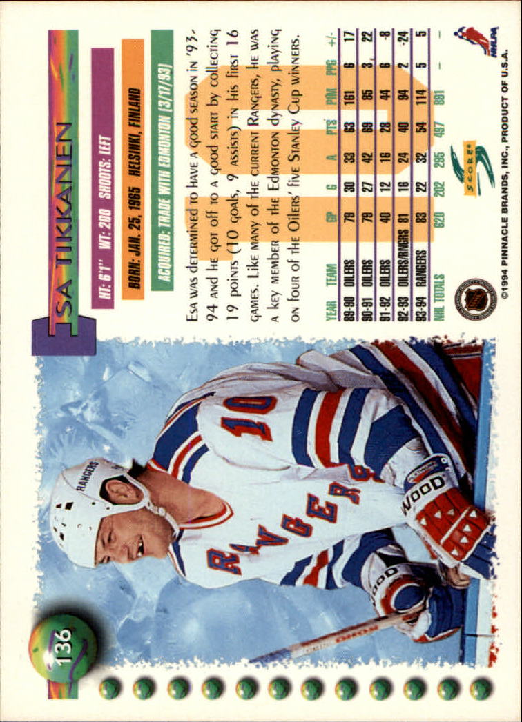 A2971- 1994-95 Score Hockey Card #s 1-250 +Rookies -You Pick- 15+ FREE US SHIP - Picture 272 of 494