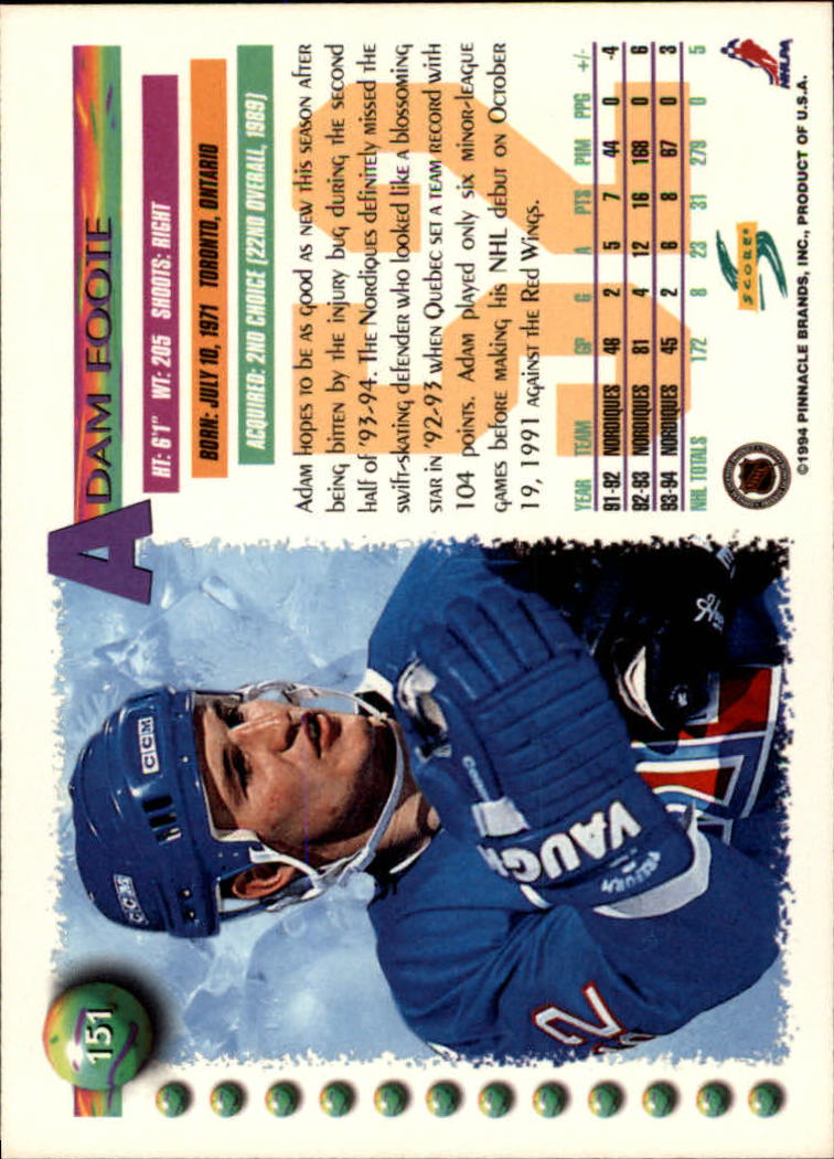 A2971- 1994-95 Score Hockey Card #s 1-250 +Rookies -You Pick- 15+ FREE US SHIP - Picture 301 of 494