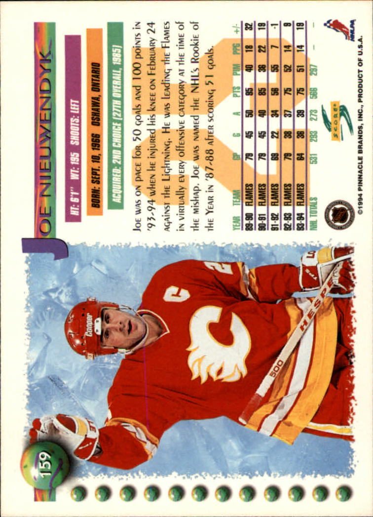1994-95 Score #159 Joe Nieuwendyk back image