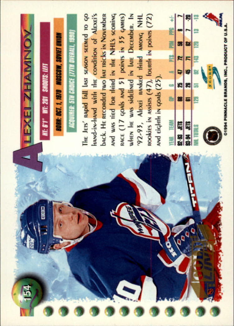 1994-95 Score Gold Line #154 Alexei Zhamnov back image