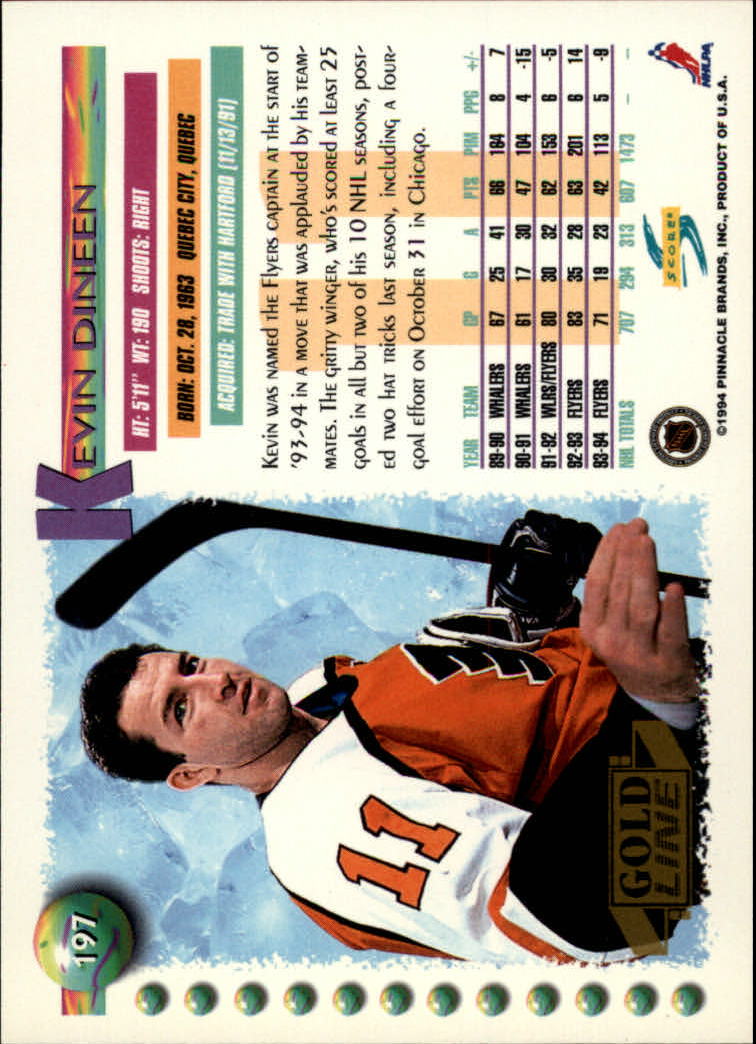 1994-95 Score Gold Line #197 Kevin Dineen back image