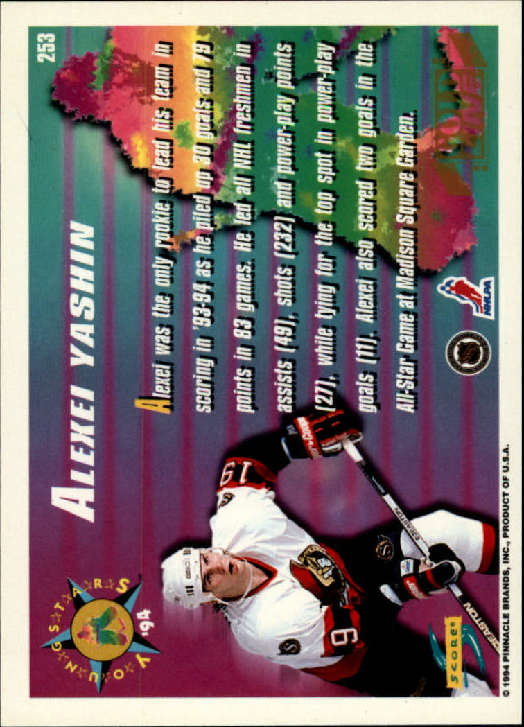 1994-95 Score Gold Line #253 Alexei Yashin YS back image