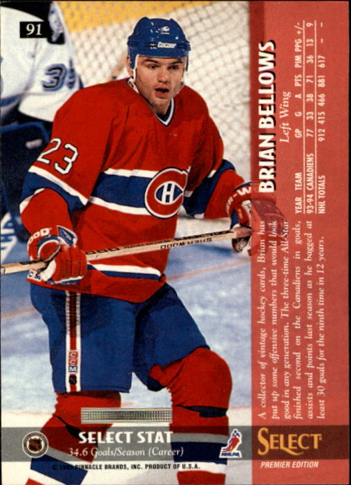1994-95 Select #91 Brian Bellows back image