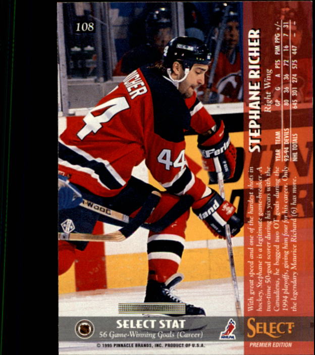 1994-95 Select #108 Stephane Richer back image