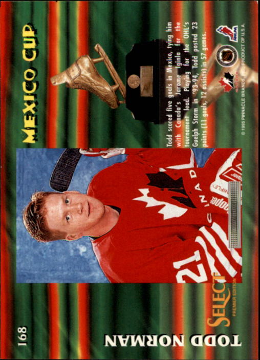 1994-95 Select #168 Todd Norman  RC back image