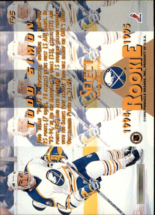 1994-95 Select #195 Todd Simon RC back image
