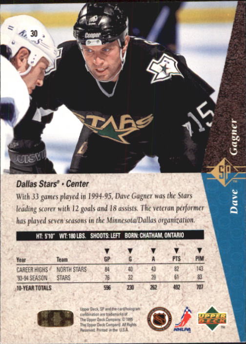 1994-95 SP #30 Dave Gagner back image