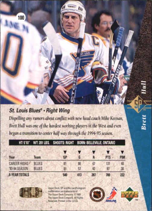 1994-95 SP #100 Brett Hull back image