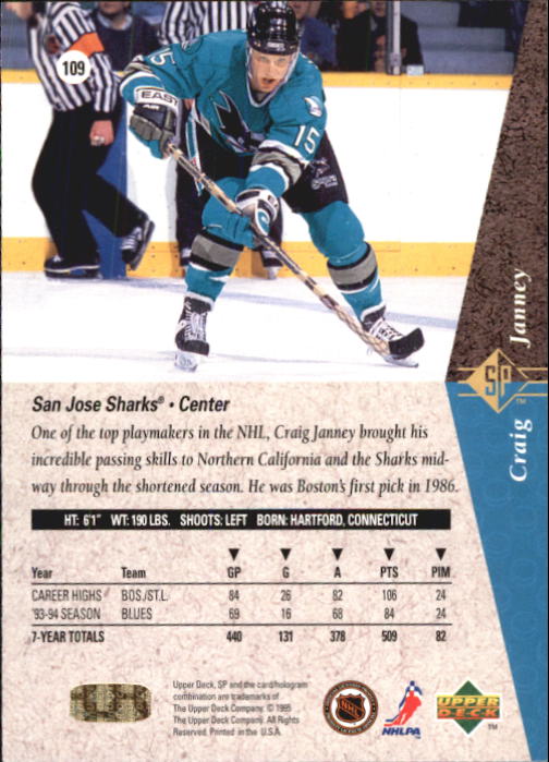 1994-95 SP #109 Craig Janney back image