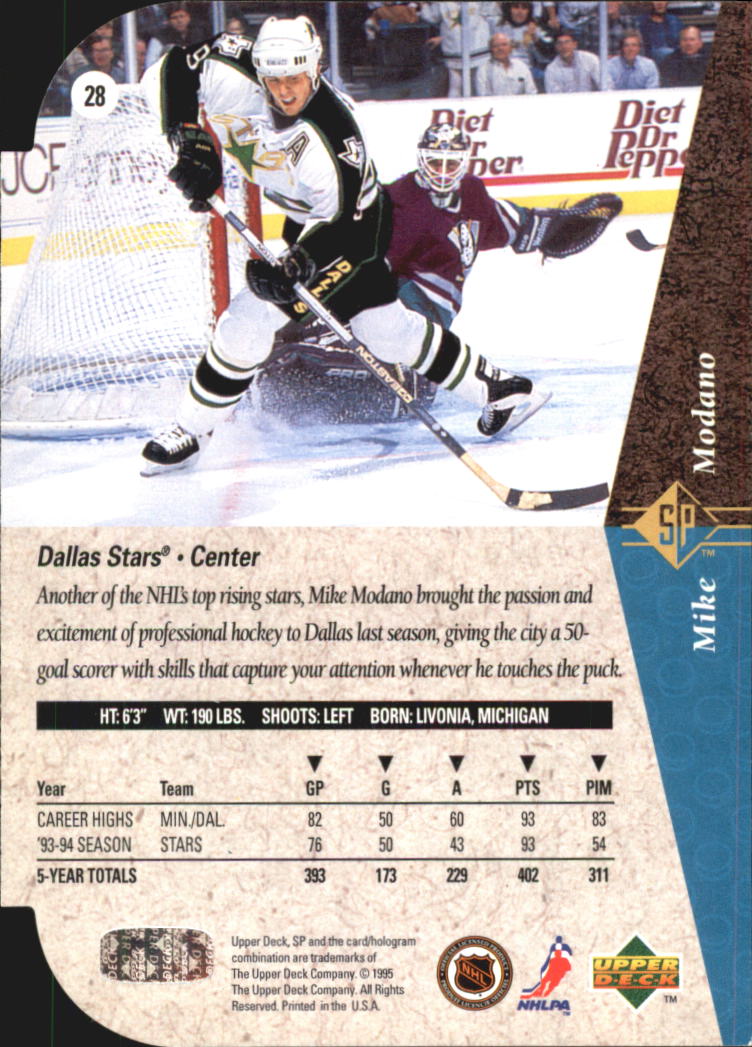 1994-95 SP Die Cuts #28 Mike Modano back image