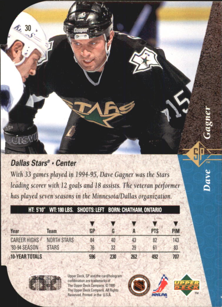 1994-95 SP Die Cuts #30 Dave Gagner back image