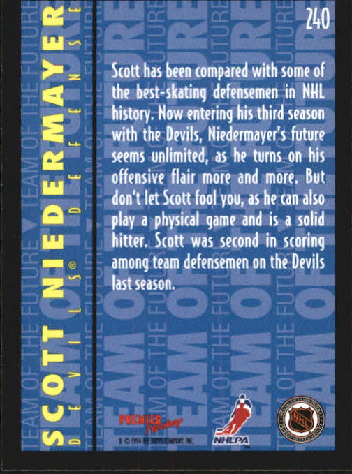 1994-95 Topps Premier #240 Scott Niedermayer FUT back image