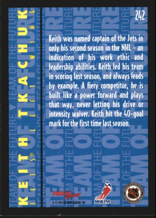 1994-95 Topps Premier #242 Keith Tkachuk FUT back image