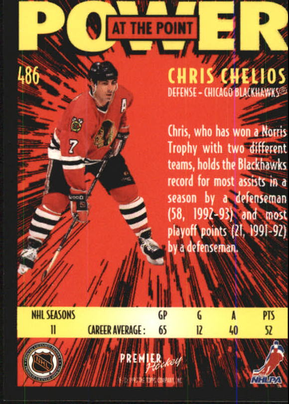1994-95 Topps Premier #486 Chris Chelios back image