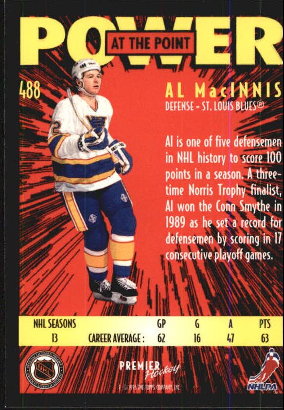 1994-95 Topps Premier #488 Al MacInnis back image