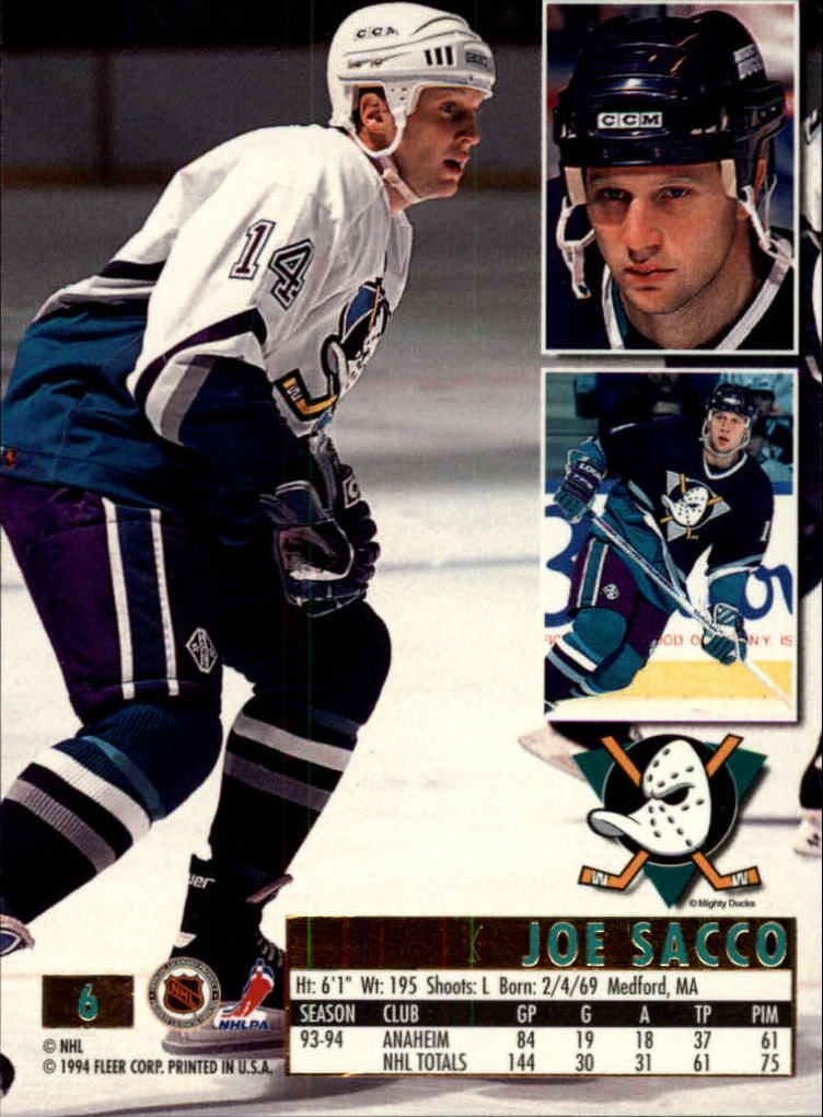 1994-95 Ultra #6 Joe Sacco back image