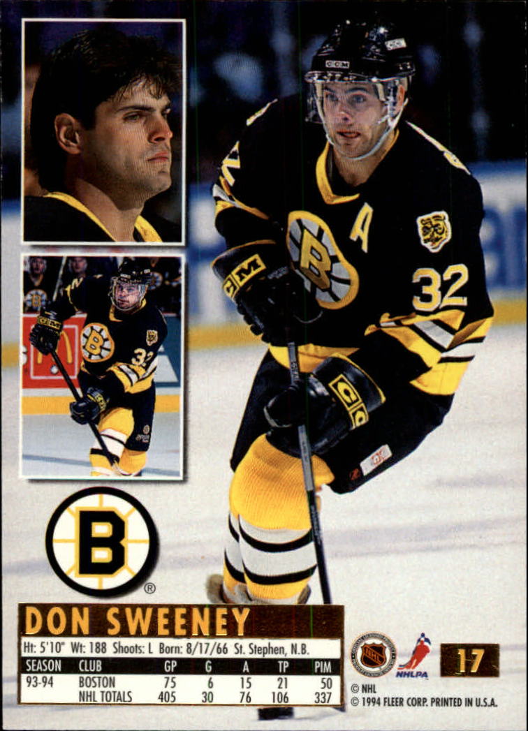 1994-95 Ultra #17 Don Sweeney back image