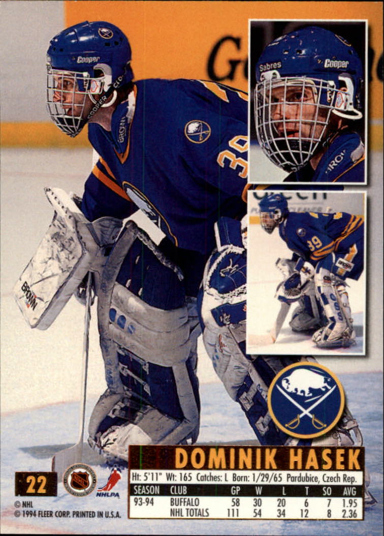 1994-95 Ultra #22 Dominik Hasek back image