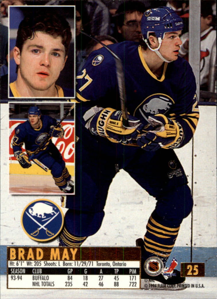 1994-95 Ultra #25 Brad May back image
