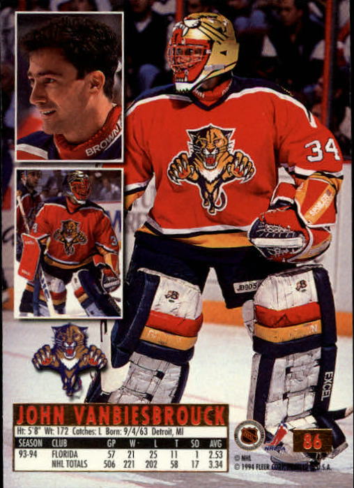 1994-95 Ultra #86 John Vanbiesbrouck back image