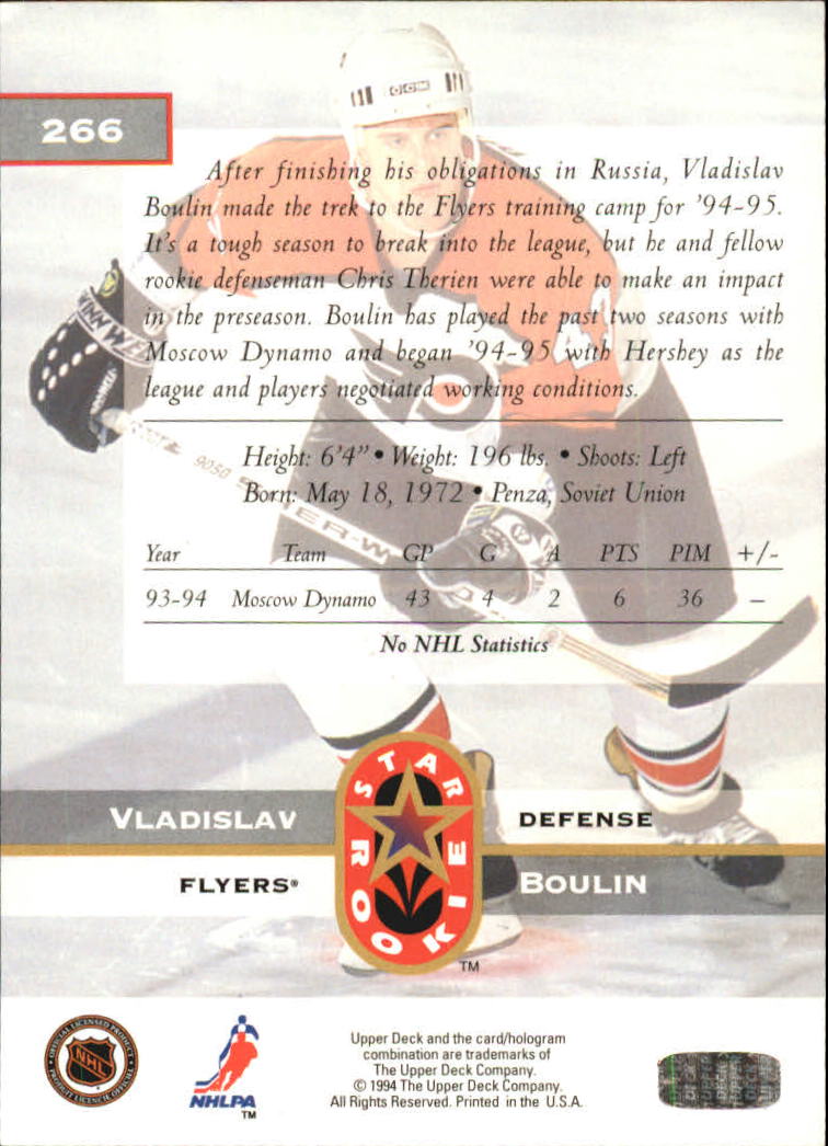 1994-95 Upper Deck #266 Vladislav Boulin RC back image