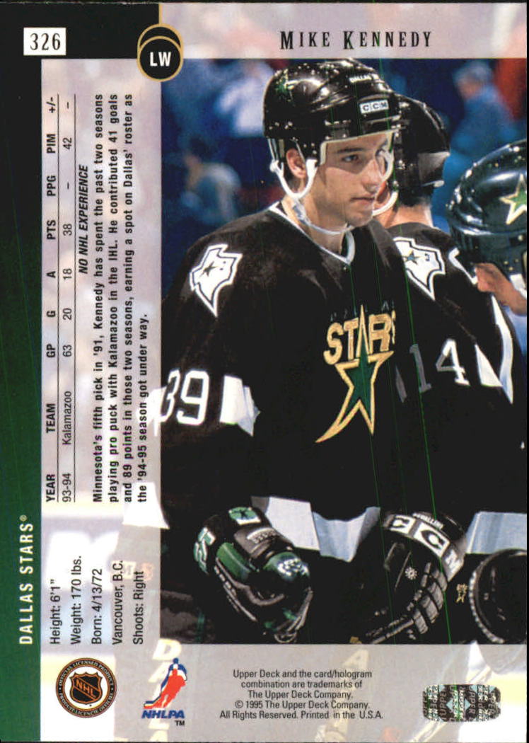 1994-95 Upper Deck #326 Mike Kennedy RC back image