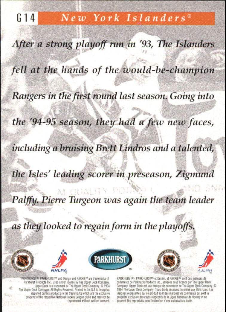 1994-95 Parkhurst Crash the Game Gold #14 Pierre Turgeon back image
