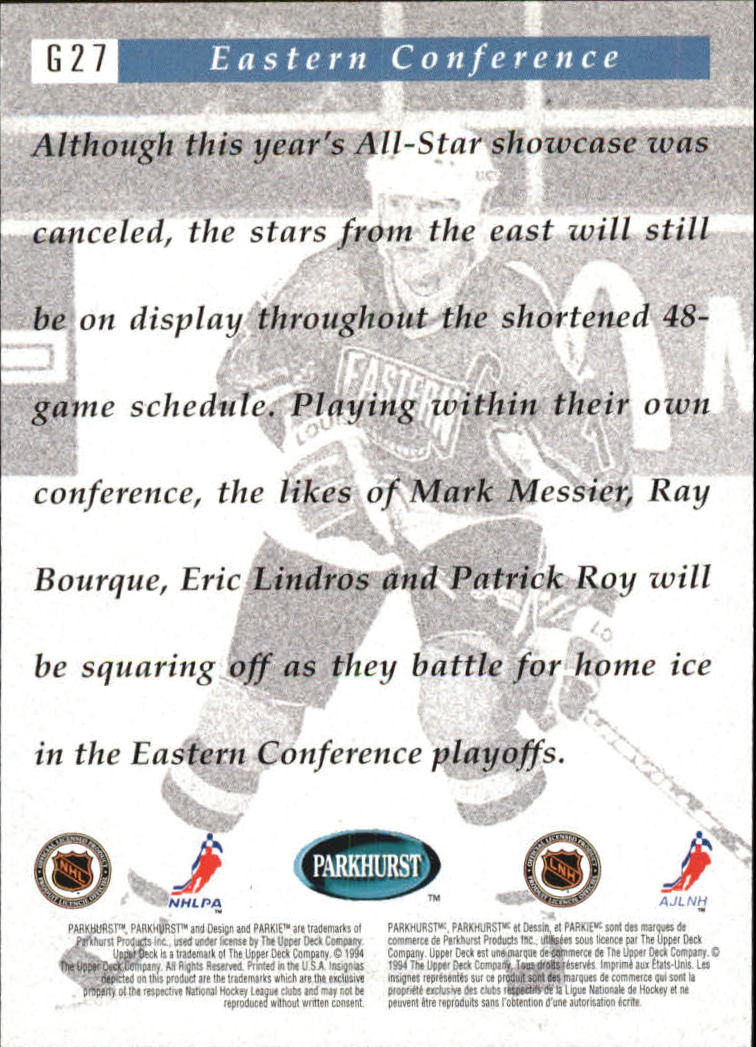 1994-95 Parkhurst Crash the Game Gold #27 Mark Messier/Eastern Conference back image
