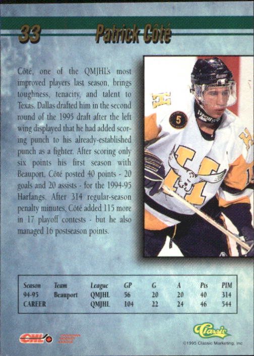 1995 Classic #33 Patrick Cote
